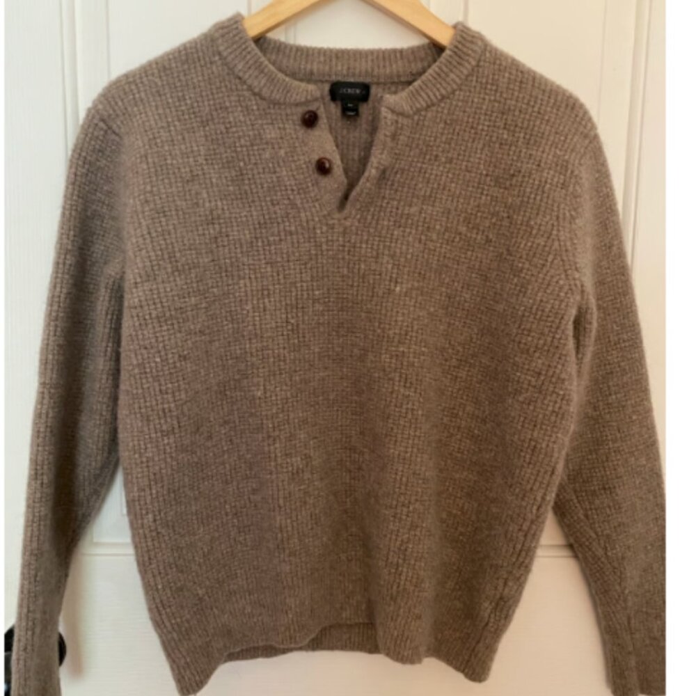 J. Crew 100% lambswool sweater in oat brown color